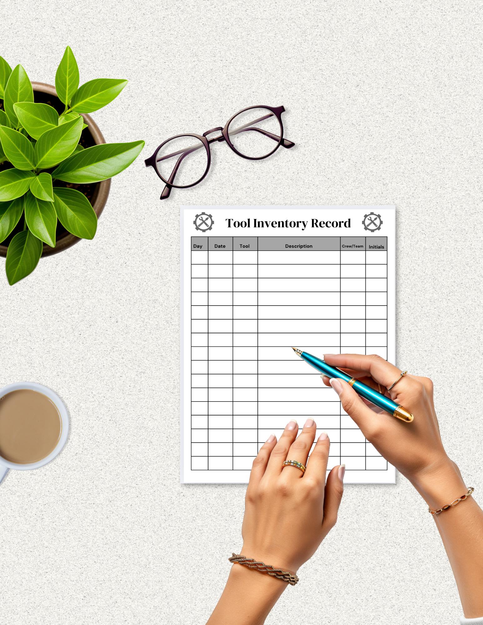 Tool/equipment Inventory Log,machinery Resource Tracker Sheet,personal ...