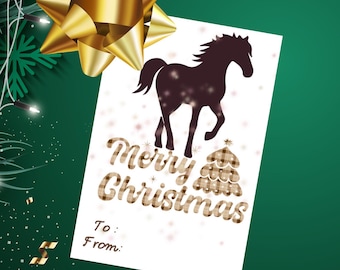 Horse gift tag,Merry Christmas Horse theme,present tag for Christmas gifts,secret Santa and stocking Equestrian Christmas gift tag,printable