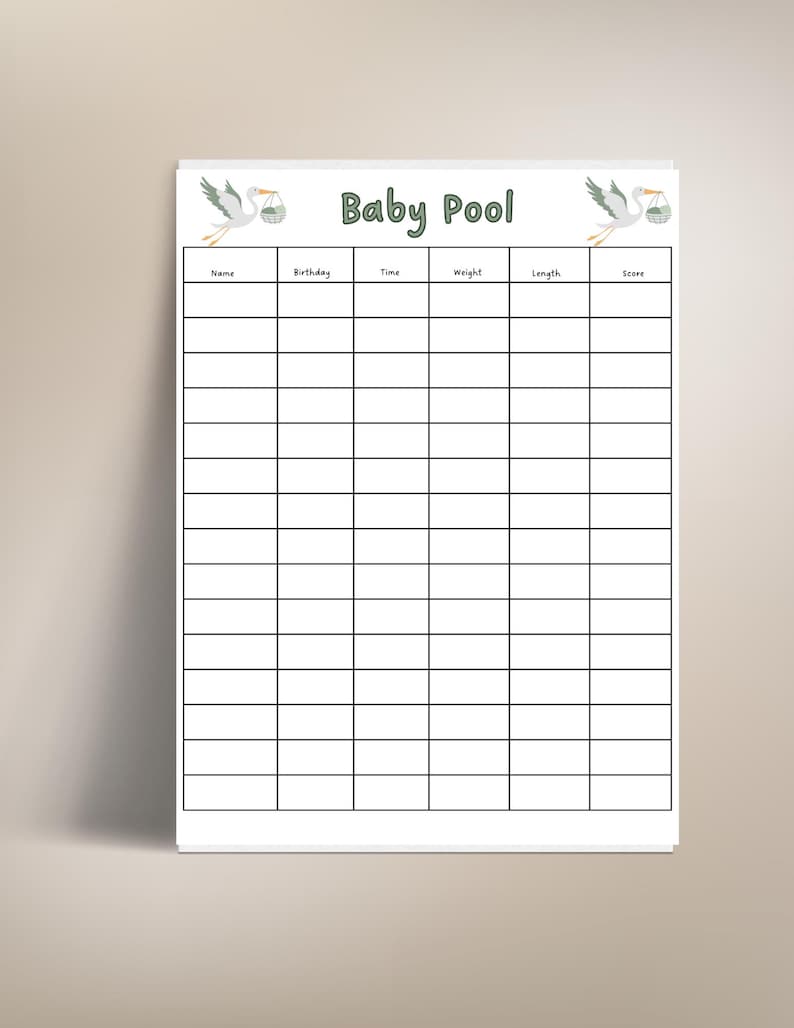 Birth Pool Chart Baby Birth Pool Guess Game, Pregnancy Due Date,baby Shower Prediction ...