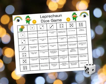 Leprechaun Dice Game, Printable Classroom Party Activity, Roll & Share Conversation Game, St.Patrick’s Day Ice Breaker Game, Leprechaun Game