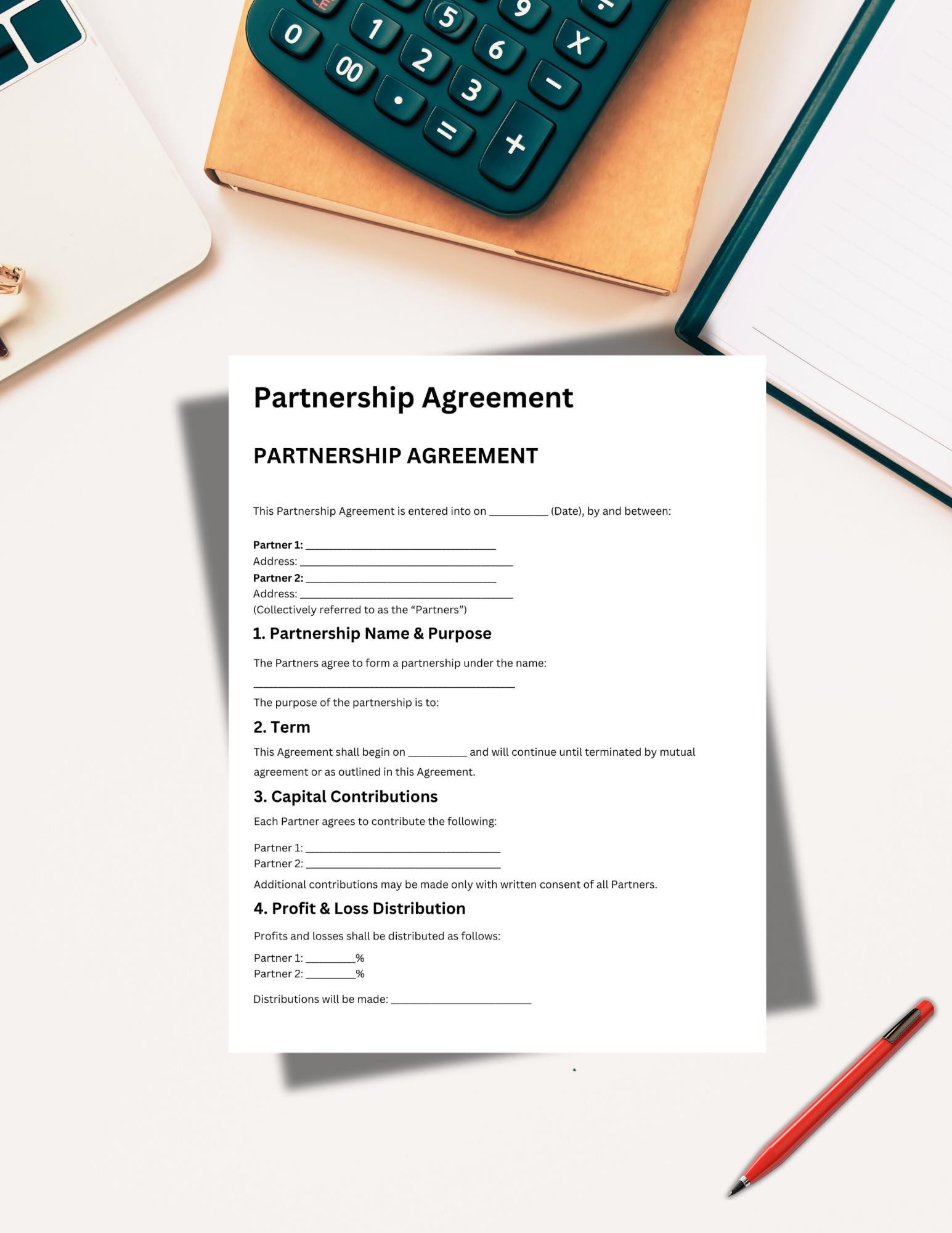 Partner Service Template Editable Partnership Agreement Template, Business Partnership Contract ...