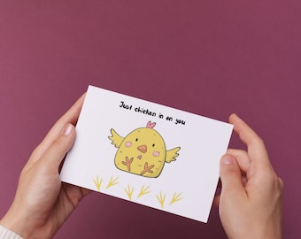 Printable Chicken Check-In Cards - Cute Feel-Good Greeting,just checking in on you, encouragement card, how are you card, chicken themed