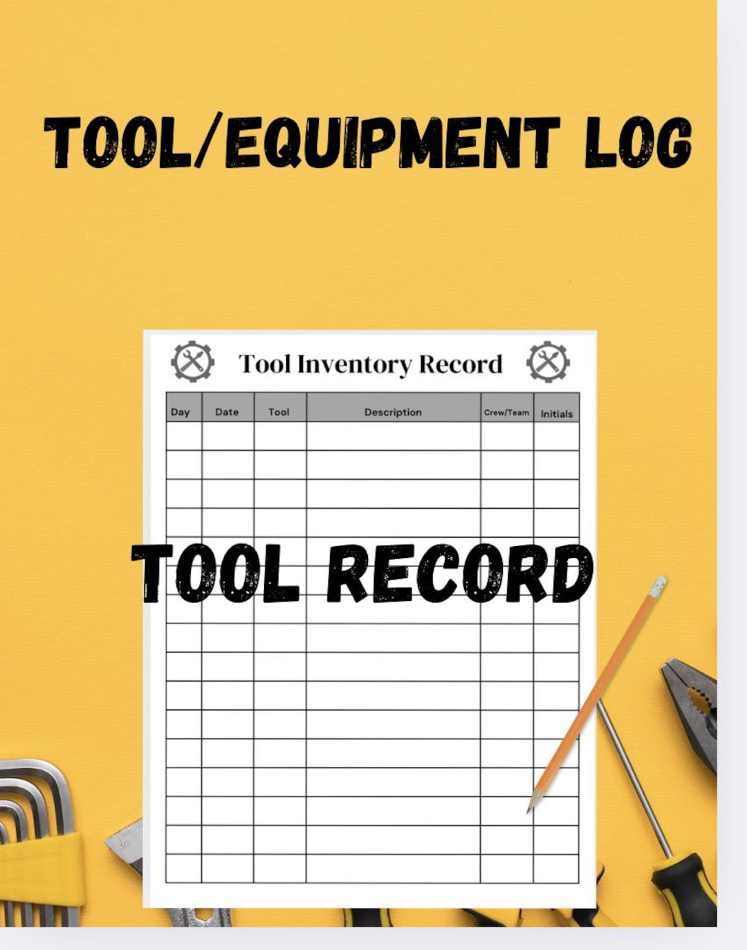 Tool/equipment Inventory Log,machinery Resource Tracker Sheet,personal ...