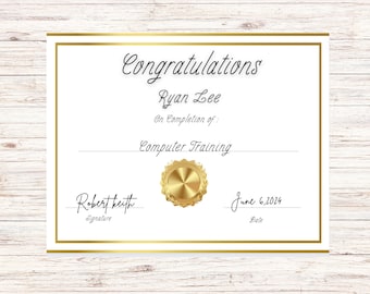 Printable Congratulations Certificate Template,Personalized Gold Star Award Certificate, Congratulations printable, Achievement template