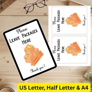 Printable Delivery Instruction Sign,Mail & Package Delivery Notice for Front Door or entry,Easy to Read Sign for Couriers and Postal Workers