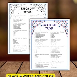 Labor Day Trivia  Game: Printable Activities, History Trivia (PDF Download)