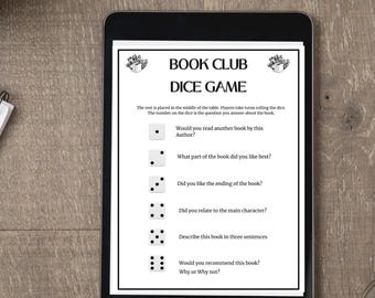 Jogo de Dados para Clube do Livro, Jogo de Dados para Noite de Leitura, Atividade para Clube do Livro, Jogo de Discussão de Leitura para Imprimir, Jogo de Dados para Festa Literária, Jogo de Rolagem para Imprimir
