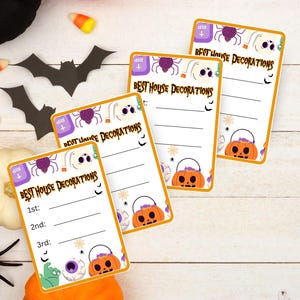Halloween-Abstimmungsstimmen für die besten Hausdekorationen, Halloween-Abstimmungskarten, Süßes oder Saures-Veranstaltungsstimmen für die am besten dekorierten Häuser