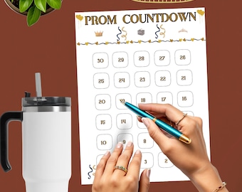 Prom Night Countdown Calendar,Prom countdown ,30 Day Printable, High school prom, big dance countdown, prom advent calendar countdown