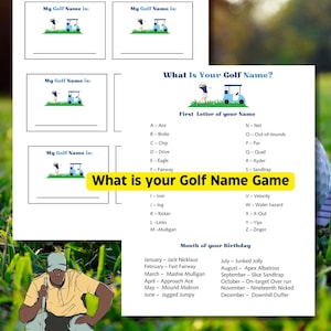 Golf Namensspiel: Party-Aktivität zum Ausdrucken (PDF-Download, US Letter & A4