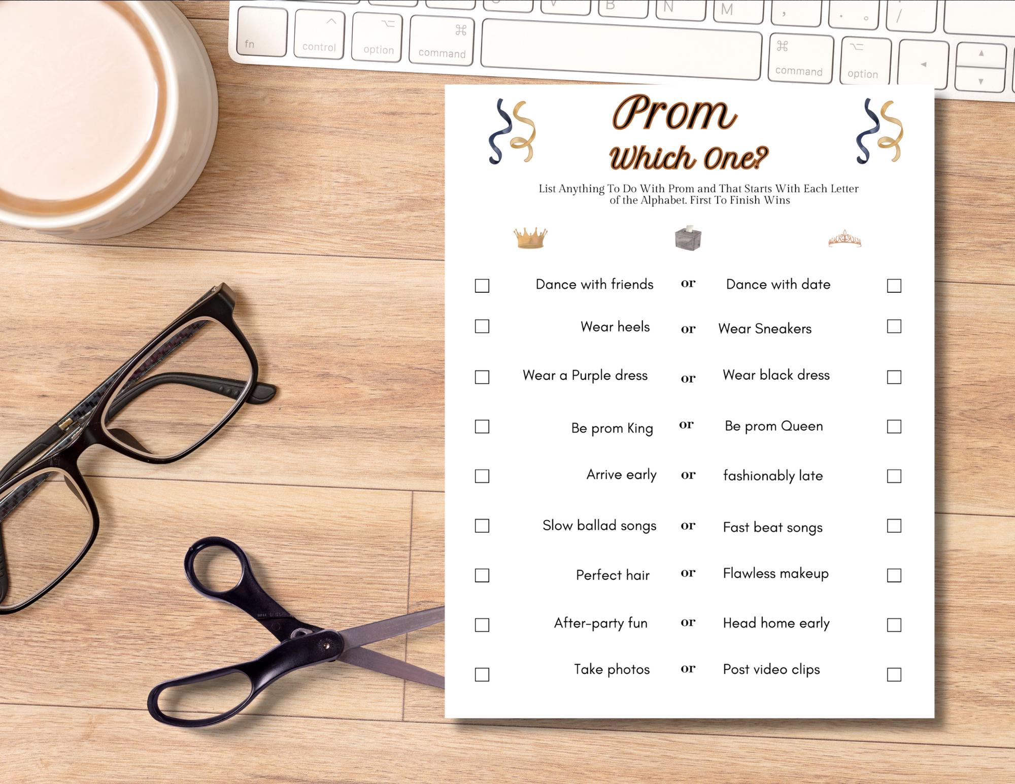Prom Game Bundle,printable Party Activities, Teen Prom Games, Printable ...