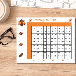 100 carrés de football pour Thanksgiving,jeu à imprimer,football pour les jeux de Thanksgiving,carte carrée pour Thanksgiving pour les jeux de Thanksgiving