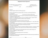 Independent Contractor Agreement Template – Printable Contract PDF, Service Provider Form,Contractor Agreement Template,Business Services