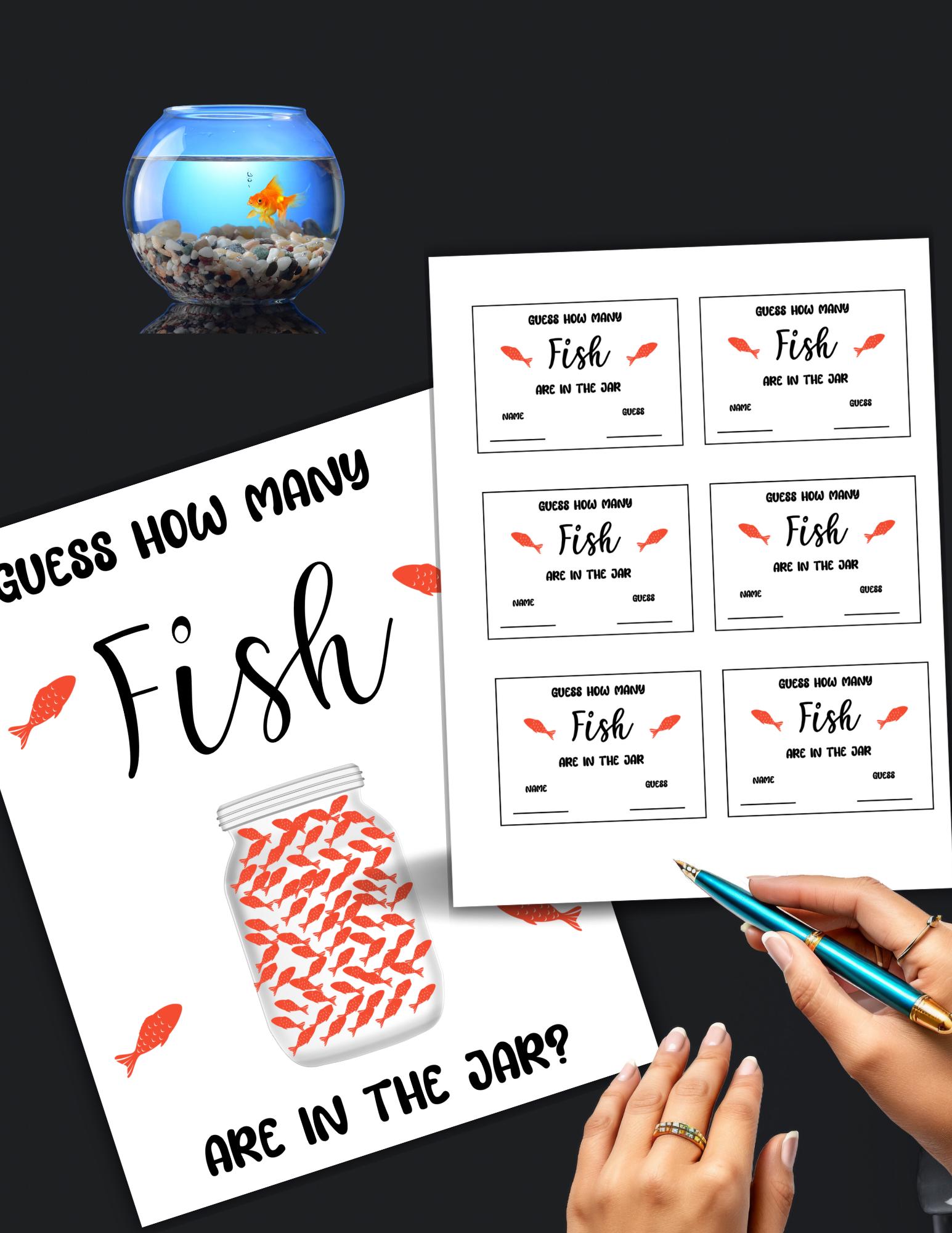 Fish Theme Raffle Guess How Many Fish Game: Printable Raffle Sign & Bid Slips (PDF ...