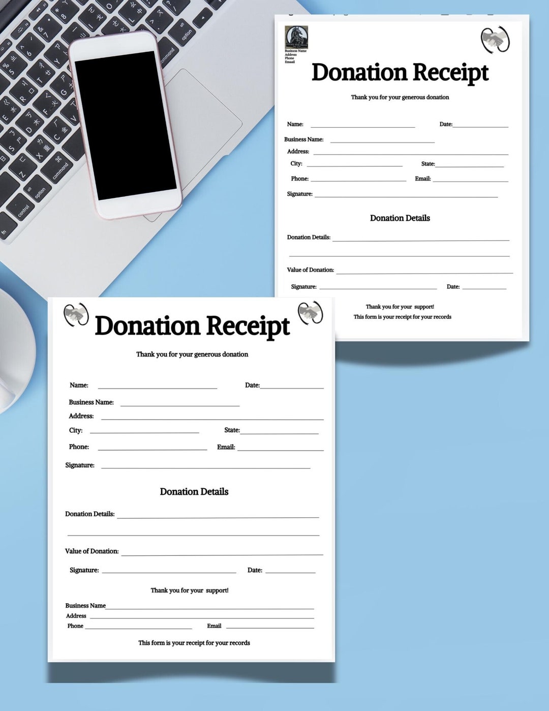 Printable Donation Receipt Form,editable Template for Donations, Nonprofit Donation Receipt ...