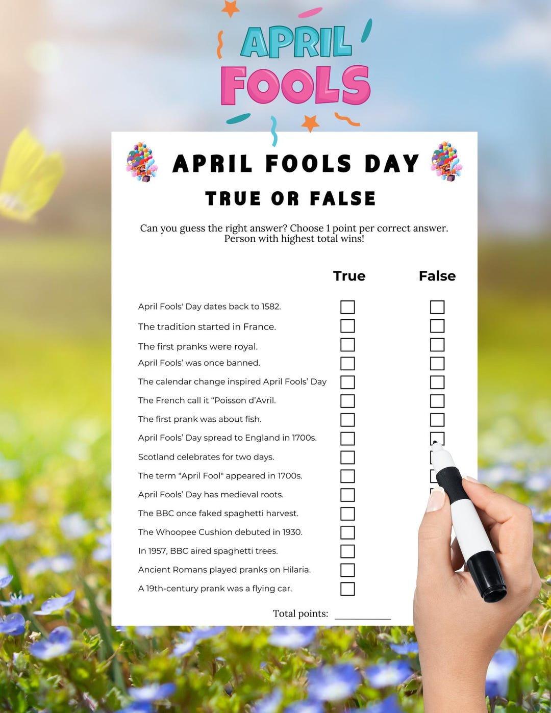 April Fools Trivia Game: True or False, Fun Party Activity (PDF ...