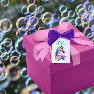 Regenbogen Pferde und Pony Anhänger zum Ausdrucken, Happy Birthday Pferdeanhänger, Geburtstagsgeschenk Anhänger für Pferde oder Pferde