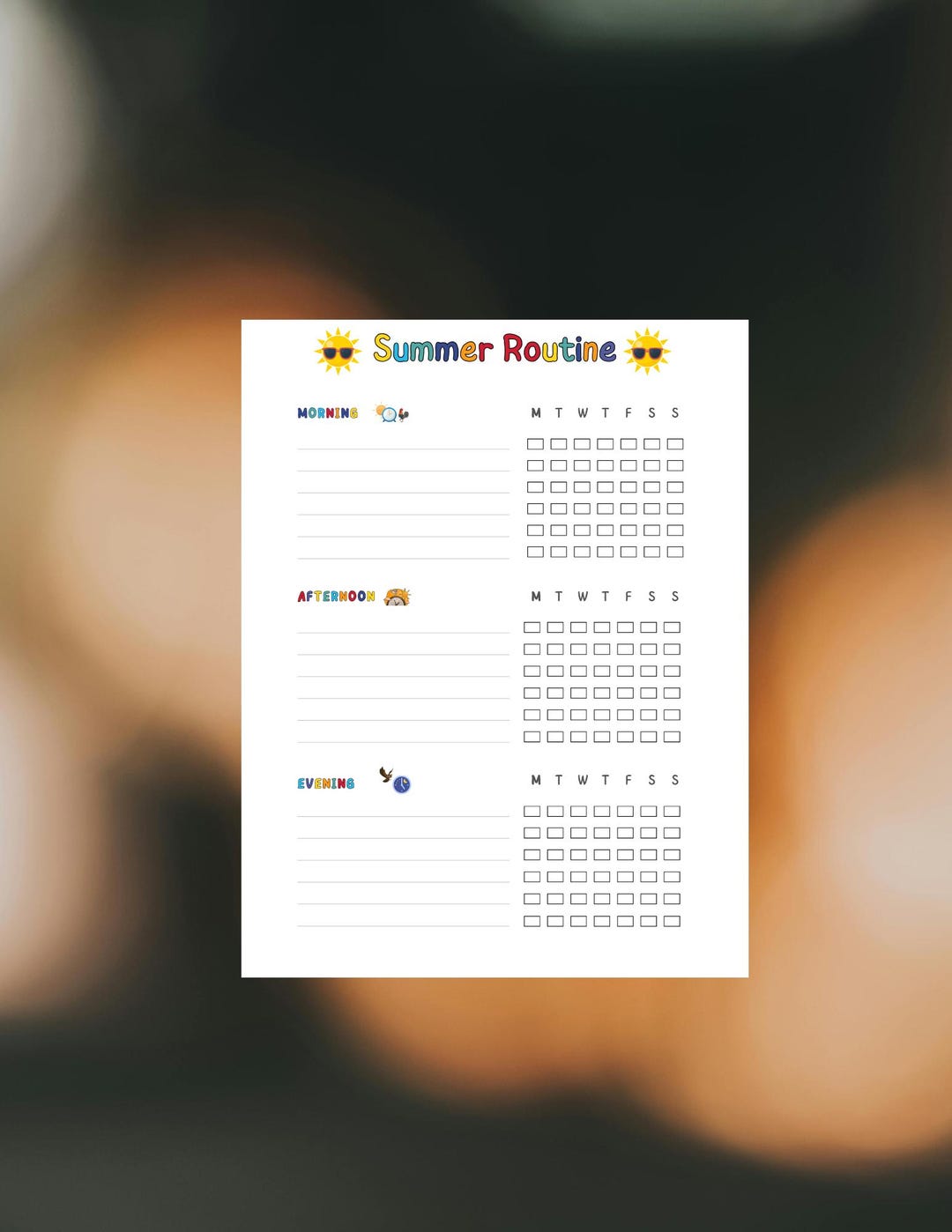 Summer Chart.pdf Summer Routine Chart, Summer Printable Checklist, Summer Daily Routine ...