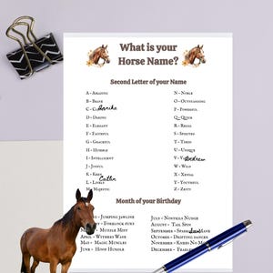 Horse Name Generator Game: Printable Equine Party Activity (PDF)