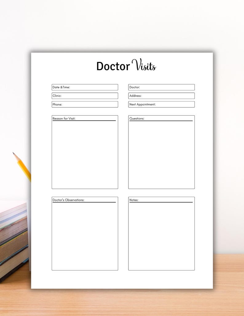 Office Visit Note Example Doctor Visit Notes Template: Printable Medical Appointment Form (PDF ...