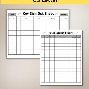 Key Sign Out Sheet & Master Key Log (PDF Download) - Etsy