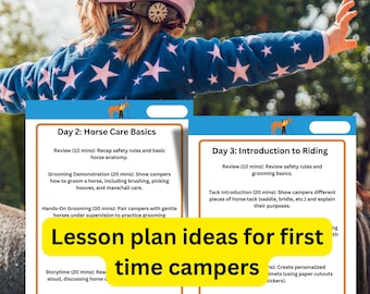 Horse Camp Lesson Plan: Pre written ideas for beginners and younger campers,short activities to keep campers attention to learn about horses