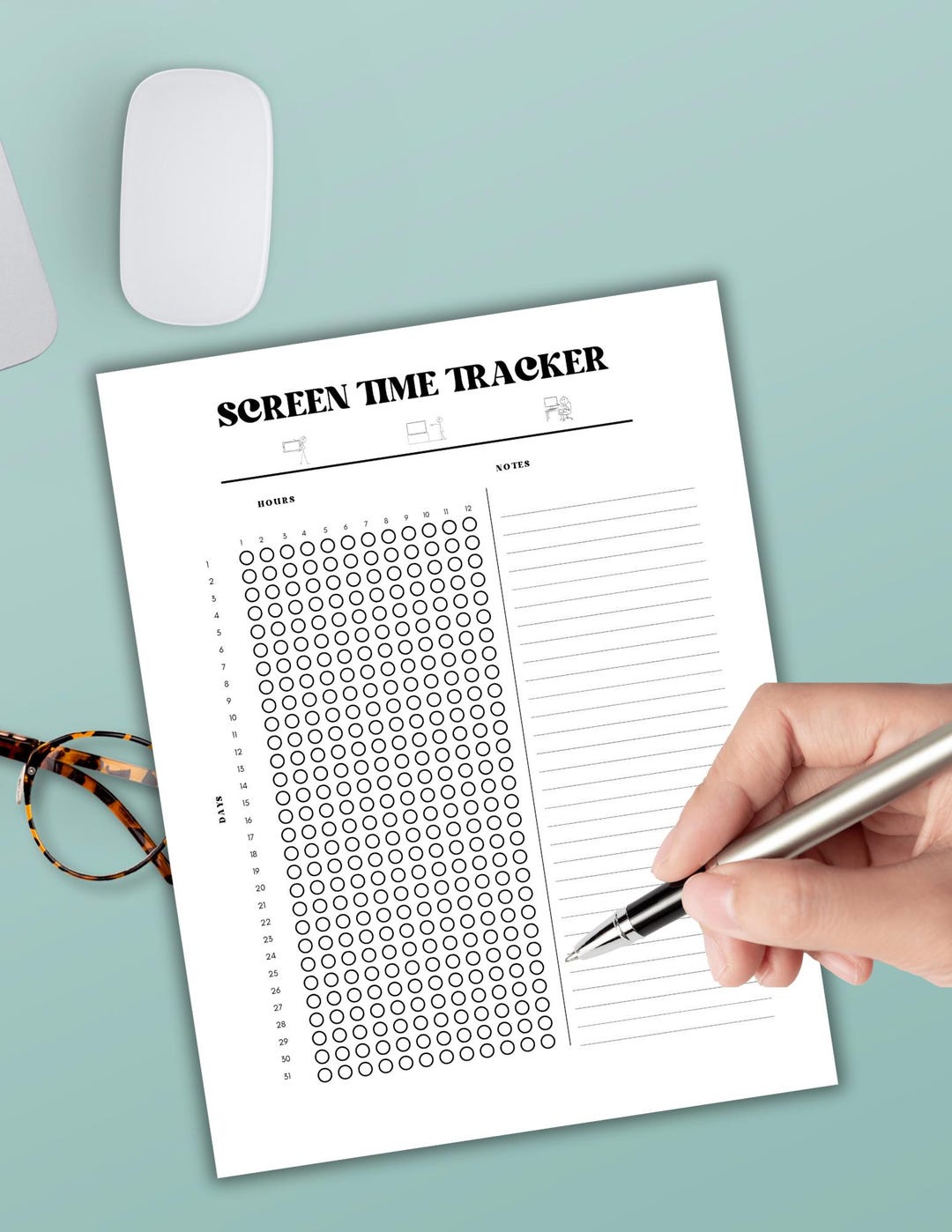 Printable Monthly Screen Time Tracker for Kids & Teens (digital ...