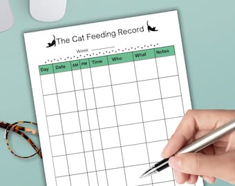 Printable Cat Feeding Chart - Etsy