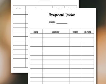 Assignment Tracker Printable,Student Planner Assignment Tracker Academic Planner Spreadsheet College University Course School Planner Class