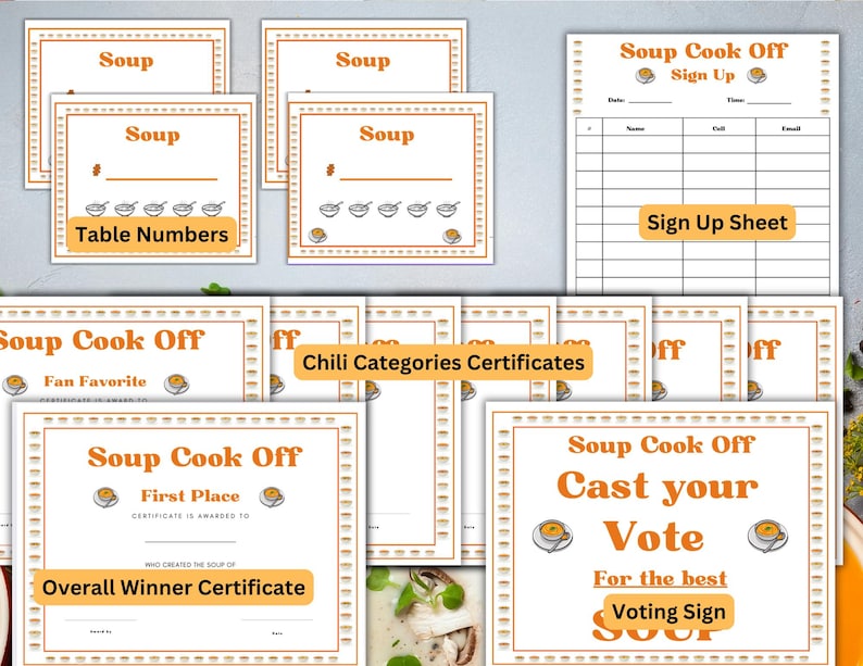 Soup Cook-off Kit,printable Contest Bundle,soup Cook-off Contest Kit ...