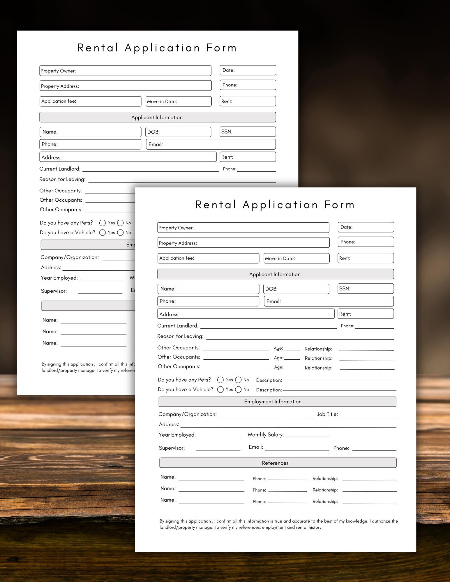 Application To Rent Form.pdf Printable Rental Application Form,landlord Tenant Lease Template Pdf ...