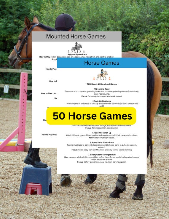 Horse Camp Games, Mounted & Unmounted Riding Activities,Equestrian Team-Building Activities, Horseback Riding  Game Ideas for Kids and Teens