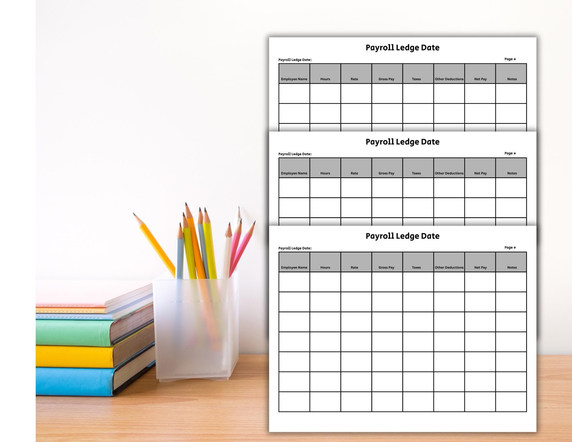Payroll Ledger Template, Printable Payroll Records, Employee Timesheet ...