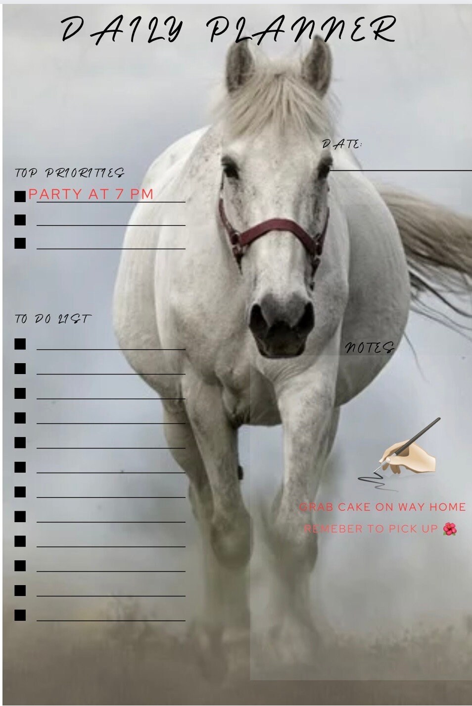 white-horse-themed-mini-planner-and-calendar-set-etsy