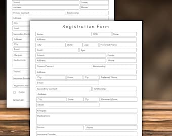 Printable Registration Form Template, Printable PDF Registration Form Template – Easy-to-Use, Fillable Form for Events, Classes, Workshops