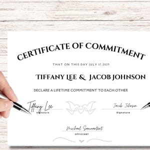 Personalized Commitment Certificate - Custom Wedding Union Vow Renewal Template, editable and customizable CANVA knowledge required