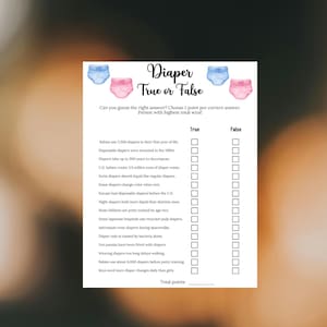 Diaper Trivia Game Printable,Diaper Trivia Quiz Game,Diaper Theme game, Baby shower activity, Diaper Quiz, Baby Sprinkle games