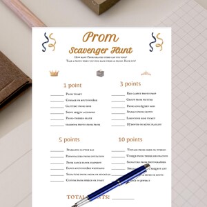 Printable Prom Scavenger Hunt Game (PDF Download), Prom Themed ...