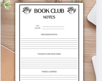 Book Club Discussion Guide, Book Review Guide, Book Club Printable, Book Club Notes, Book Review Questions, Book Club Discussion Bundle