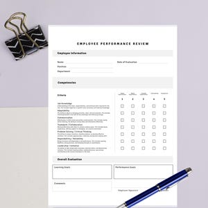 Employee Performance Review Template:printable Assessment Form (PDF ...