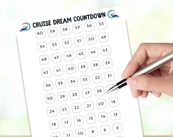 Printable Cruise Countdown Calendar: 30, 60, 100 Day Vacation Tracker,Cruise Vacation Countdown, days , Our Cruise, Our Vacation, My Cruise