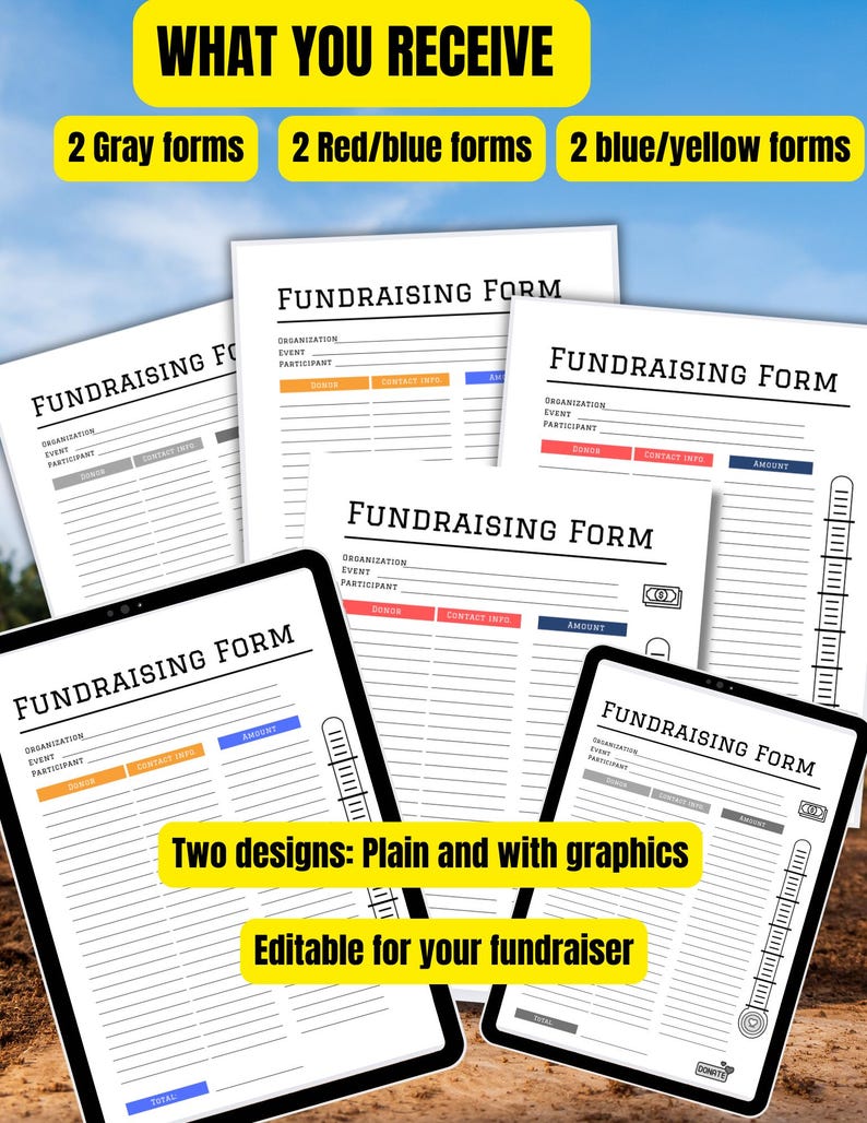 Printable Fundraising Form Template: Editable Canva Pdf,fundraiser ...