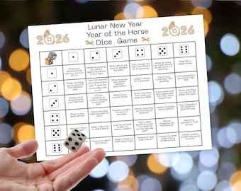 2026 Year of the horse Lunar New Year Dice Game,Chinese New Year Game,New Year Printable Game,Lunar new years party game