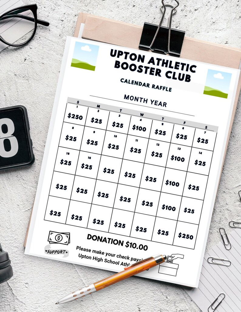 Printable Cash Calendar Raffle,editable Canva Template, Club Raffle ...