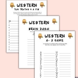 Western Party Games: Cowboy & Cowgirl Printable Game Pack (PDF Download)