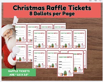 Printable Christmas Raffle Tickets,Christmas Raffle Tickets, Printable Holiday Raffle Tickets,Christmas Activities, Party Games, Group Party