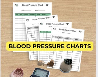 Printable Blood Pressure Chart,printable blood pressure tracker, printable logo,medical tracker,daily blood pressure chart,hypertension log