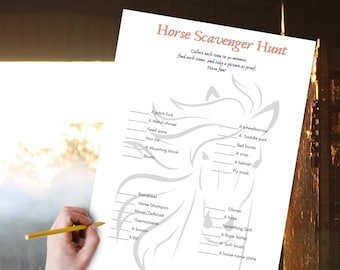 Horse Camp Scavenger Hunt Game,Equine Activity, horse birthday party games, horse camp game,Printable Horse-Themed Pony Party Game