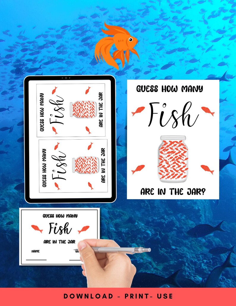 Guessing Raffle Guess How Many Fish Game: Printable Raffle Sign & Bid Slips (PDF ...