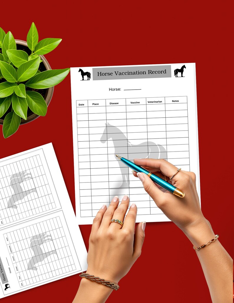 Horse Vaccination Record Chart, Equine Vaccination Log, Horse Vaccine
